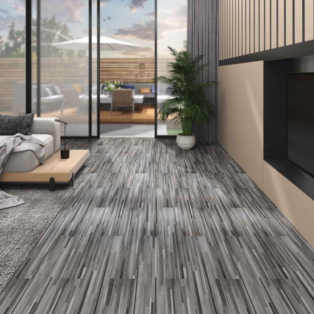 Vidaxl Floorboards Ikke-selvklæbende 5,26 m² 2 mm PVC Striped Gray