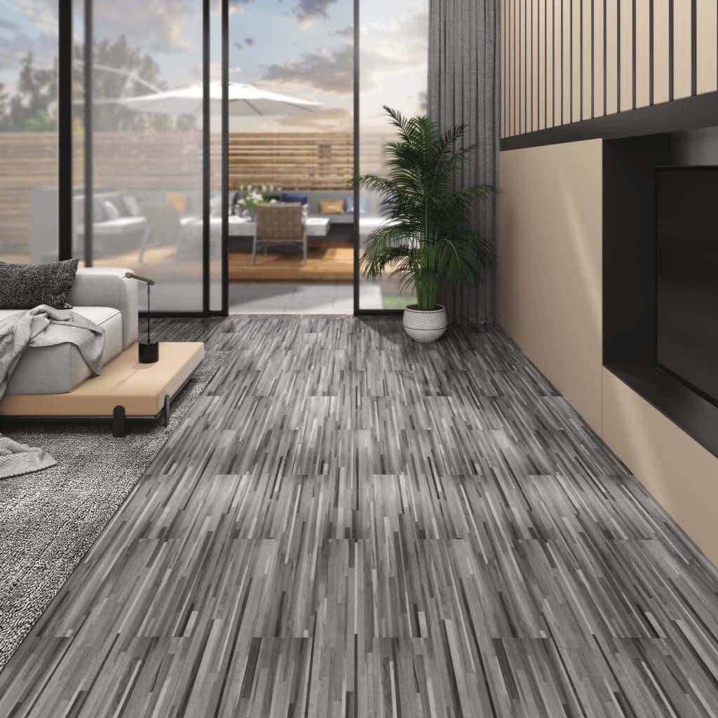 Vidaxl Floorboards non-self-adhesive 4.46 m² 3 mm PVC striped gray