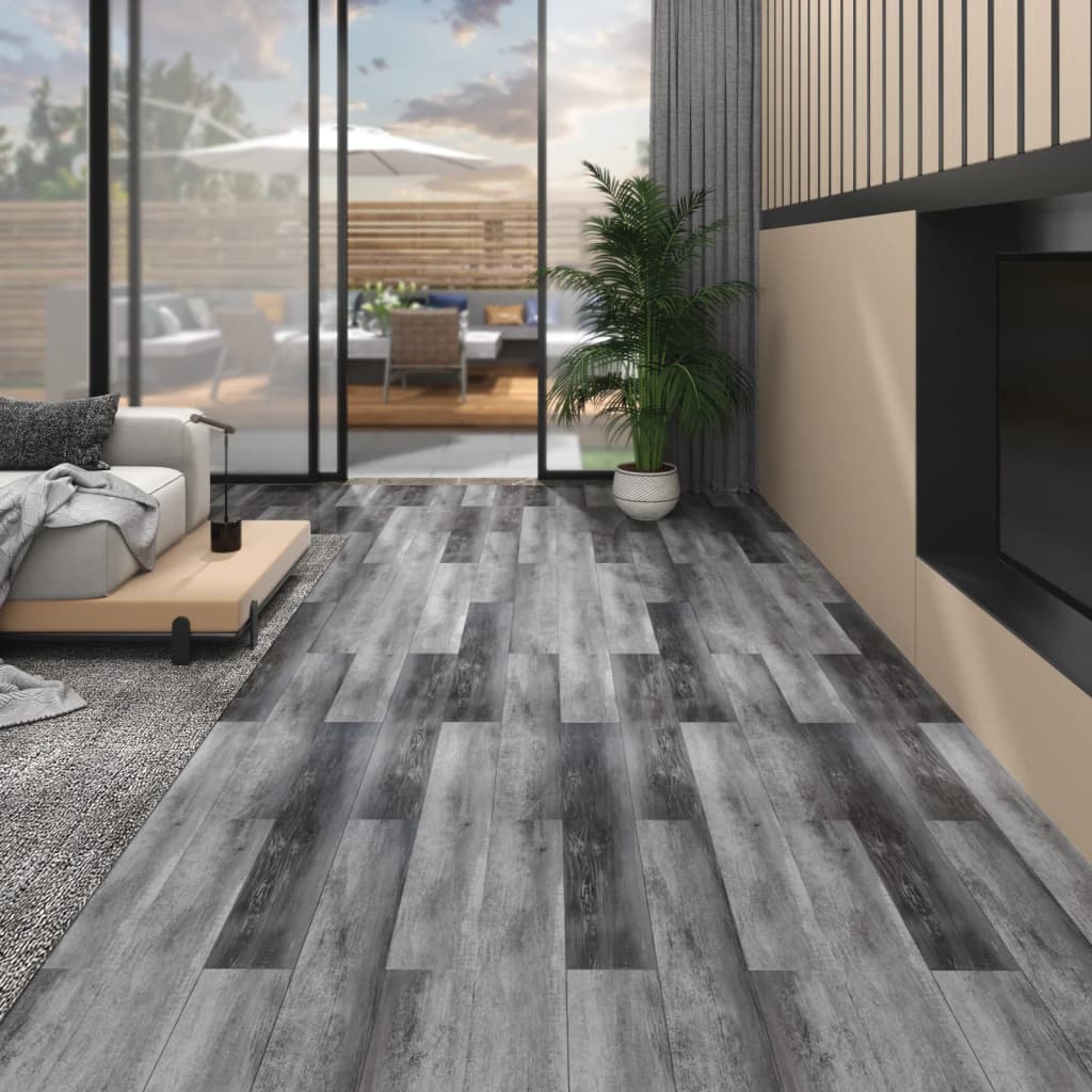 Vidaxl Floorboards Ikke-self-klæbende 4,46 m² 3 mm PVC Glossy Gray