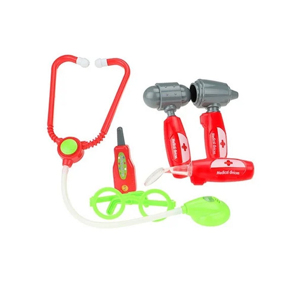Coffret de médecin Toi-toys avec stéthoscope en étui, 8 pièces.