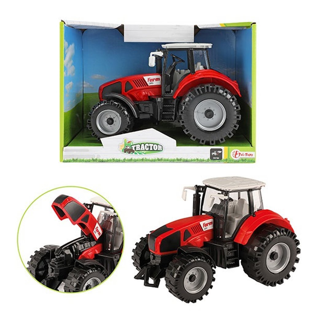 Toi-toys tractor met frictie rood, 19cm