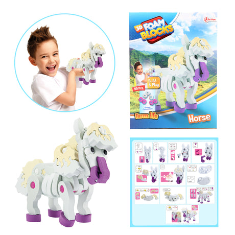 Toi-toys puzzle 3D construction cheval en mousse ensemble de bricolage s
