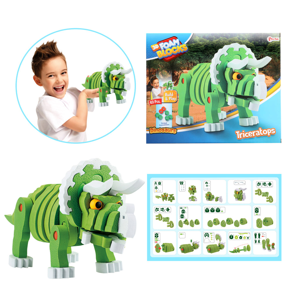 TOI-TOYS CRAFT PUZZLE TRICERA JUNIOR 25,8 cm grøn 59-stykke