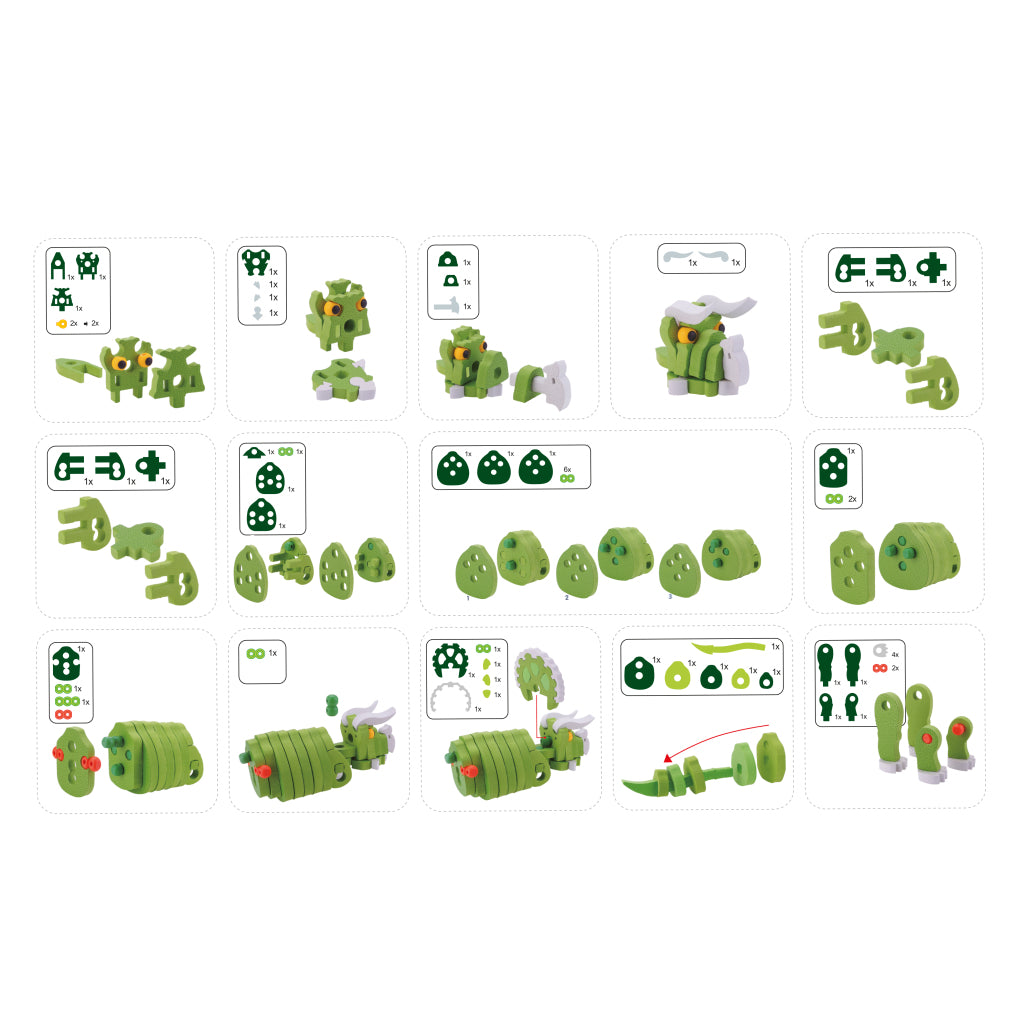 Toi-toys toi-toys knutselpuzzel tricera junior 25,8 cm groen 59-delig