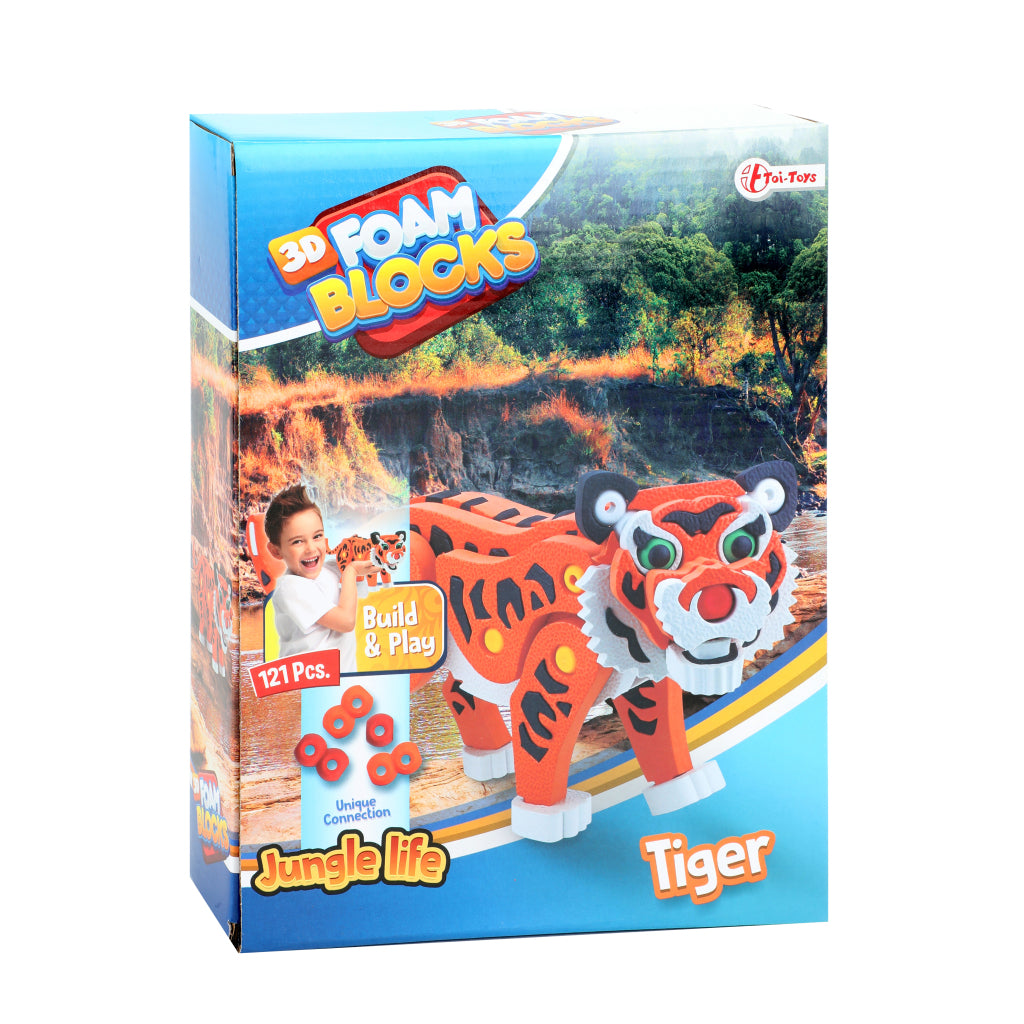 Toi-toys 3d puzzle tygr junior 31,5 cm pěna oranžová 121-dílná