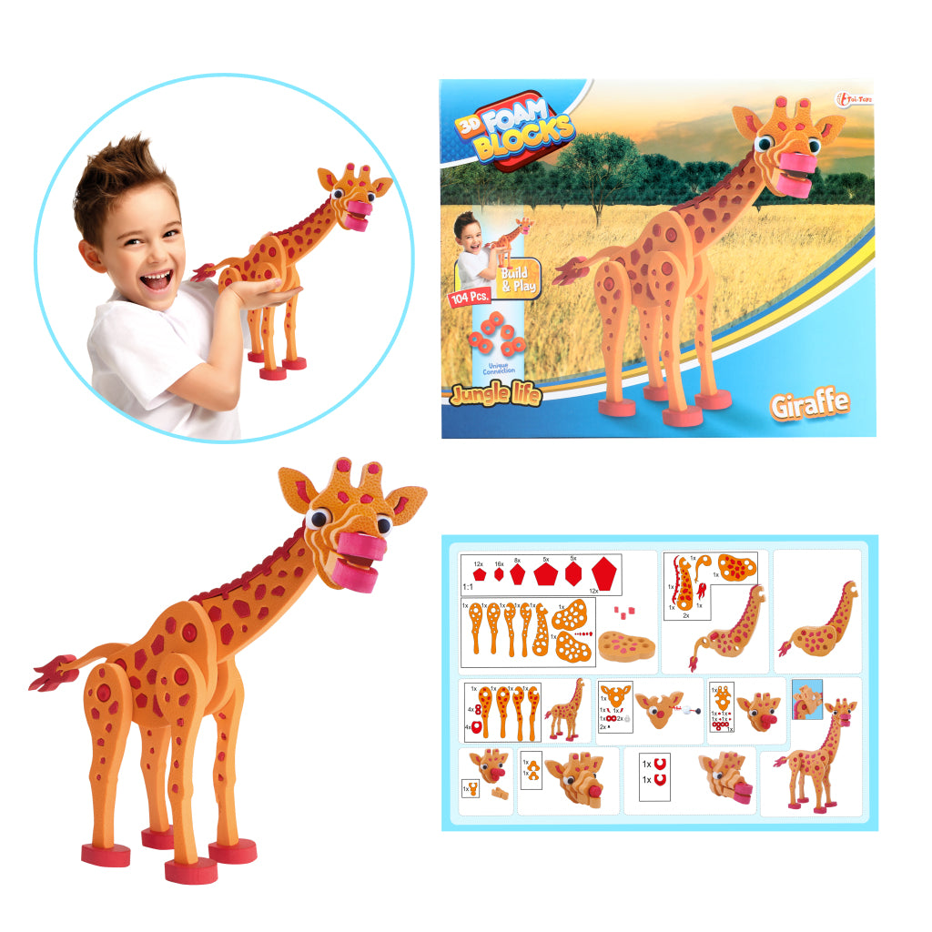 TOI-TOYS 3D Puzzle Giraffe Junior 31,5 cm skum orange 104-delt