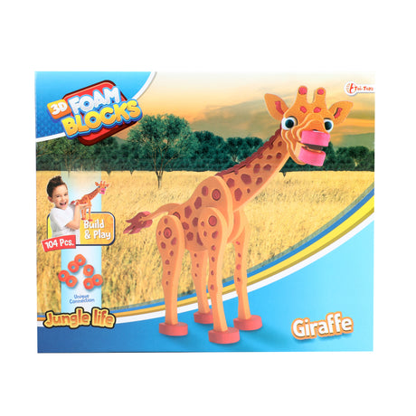 Toi-toys puzzle 3D girafe junior 31,5 cm mousse orange 104 pièces