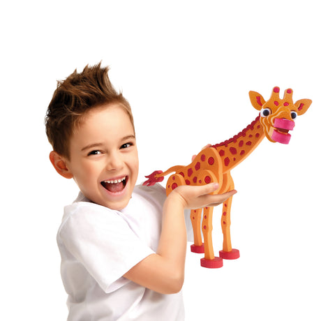 Toi-toys puzzle 3D girafe junior 31,5 cm mousse orange 104 pièces