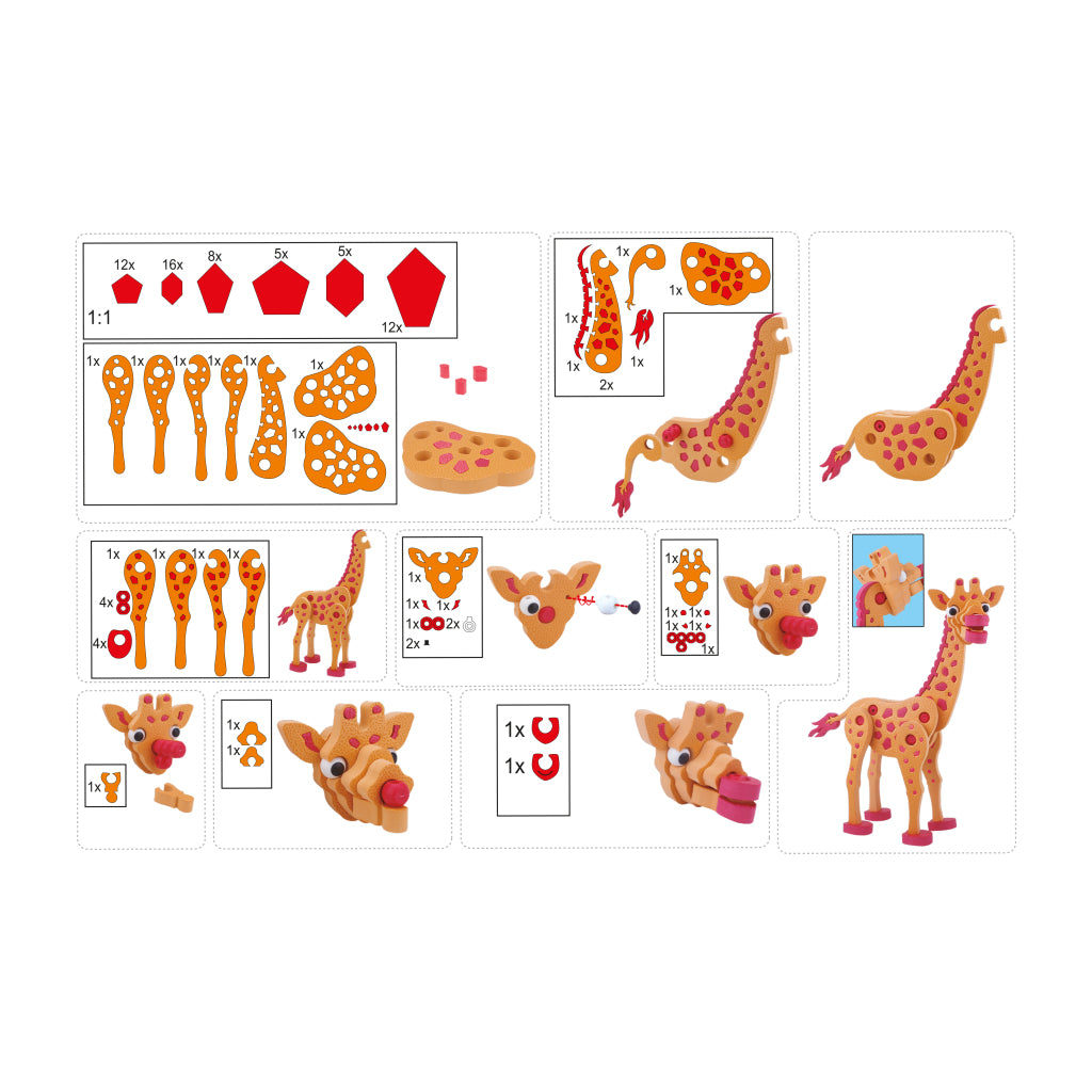 Toi-toys 3d puzzle giraffe junior 31,5 cm in schiuma arancione 104 pezzi