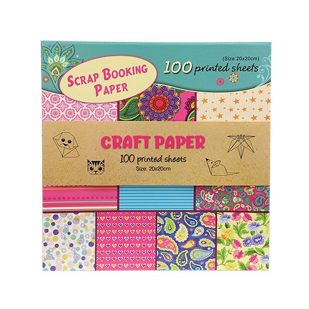 TOI-TOYS Craft Papier Set 100 feuilles imprimées 20x20cm