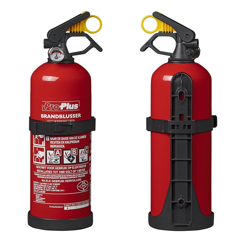 Proplus brandblusser 1kg abc poeder nl + manometer vorstbestendig universeel inzetbaar