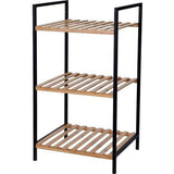 Solutions de salle de bain Solutions de salle de bain Rack de rangement avec 3 étagères de bambou et d'acier