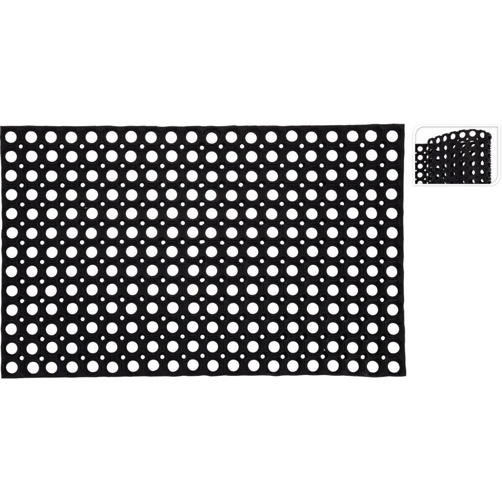 Basic rubber doormat with holes 50x80 cm black