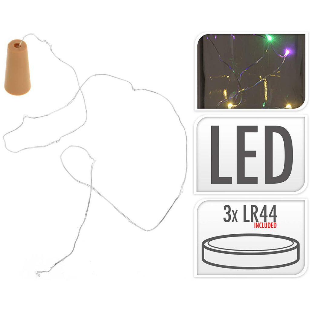 S.i.a. Cordon lumineux bouchon de bouteille avec 8 lumières LED multicolores IP44