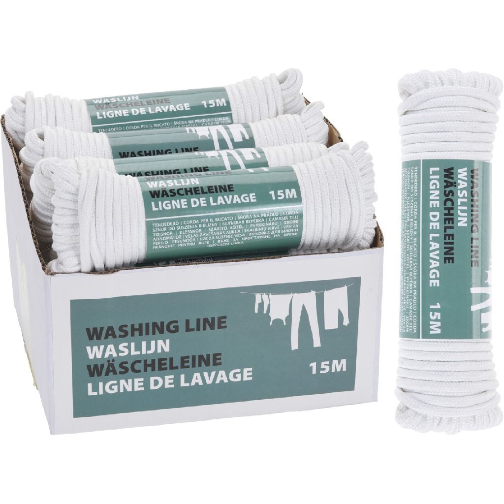 Corde à linge polyester Basic 15m blanc