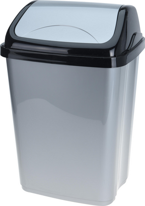 Afvalbak swing 16 liter zwart grijs