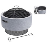 Progarden Fire Bowl avec calandre de barbecue autour de 52x18,5 cm gris clair