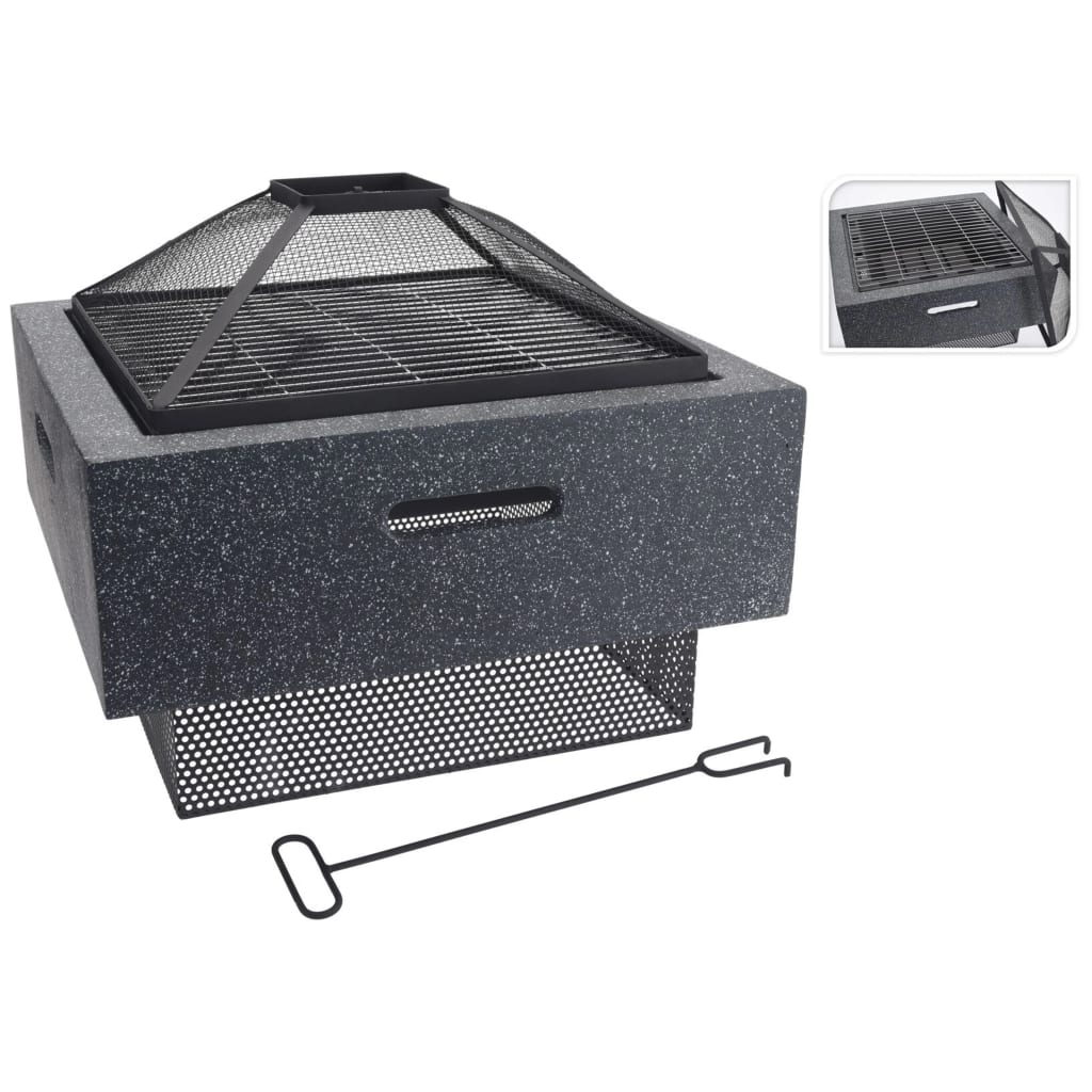 Progarden Fire Bowl avec grille carré 52.5x52.5x18,5 cm gris foncé