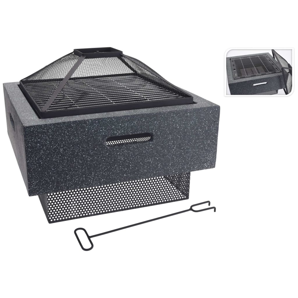 Progarden Fire Bowl avec grille carré 52.5x52.5x18,5 cm gris foncé