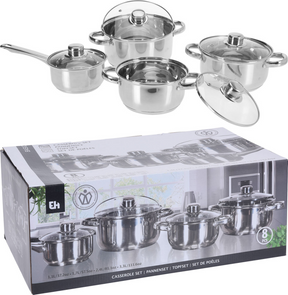 Excellent ensemble de casseroles pour ustensiles ménagers, 8 pièces en acier inoxydable