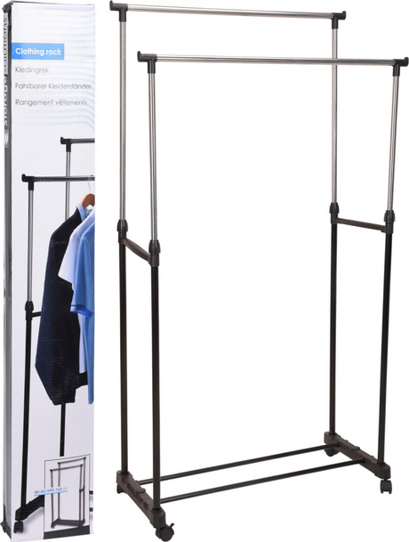 Solutions de rangement Rack de vêtements avec roues doubles 80x42x (90-160) cm