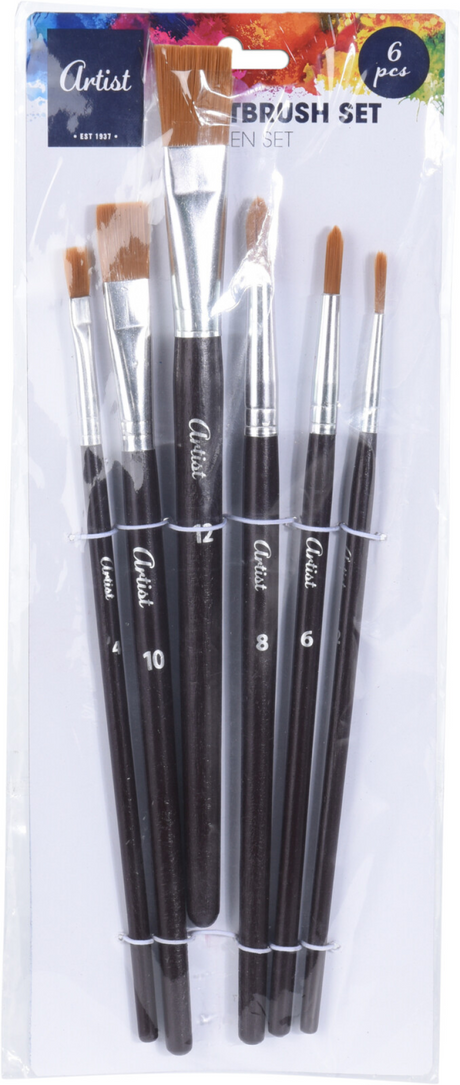 Jeu de pinceaux, 6 pièces.