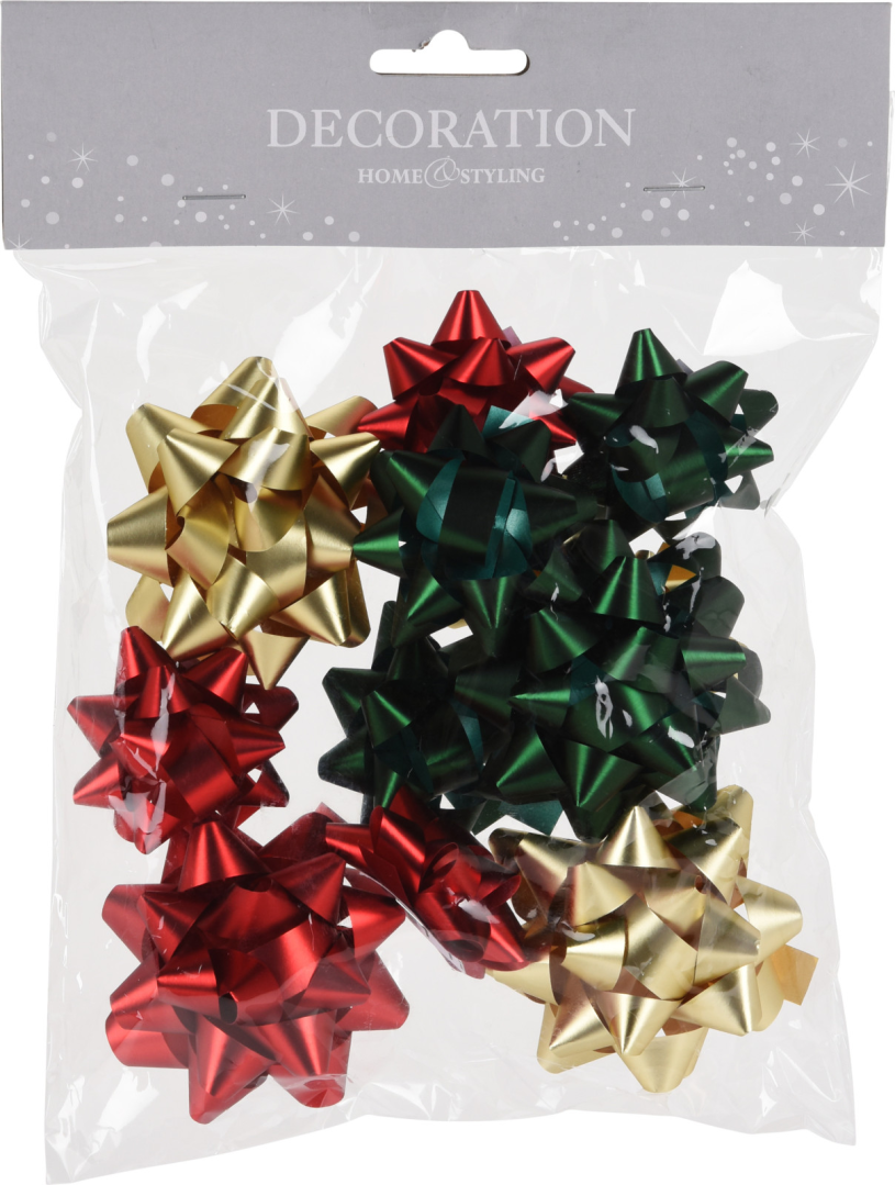 Cadeaustrik kerstkleuren 12 stuks