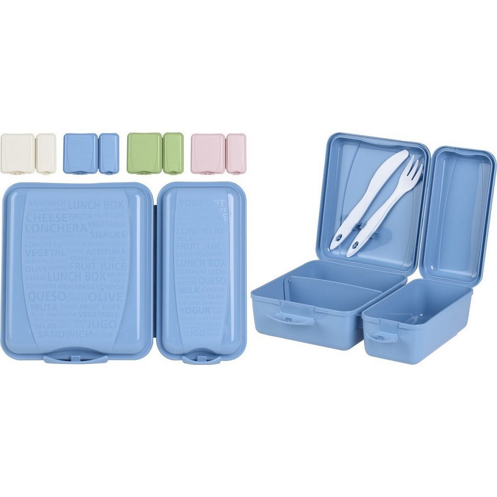 Am-63 dubbele lunchbox + bestekset assorti