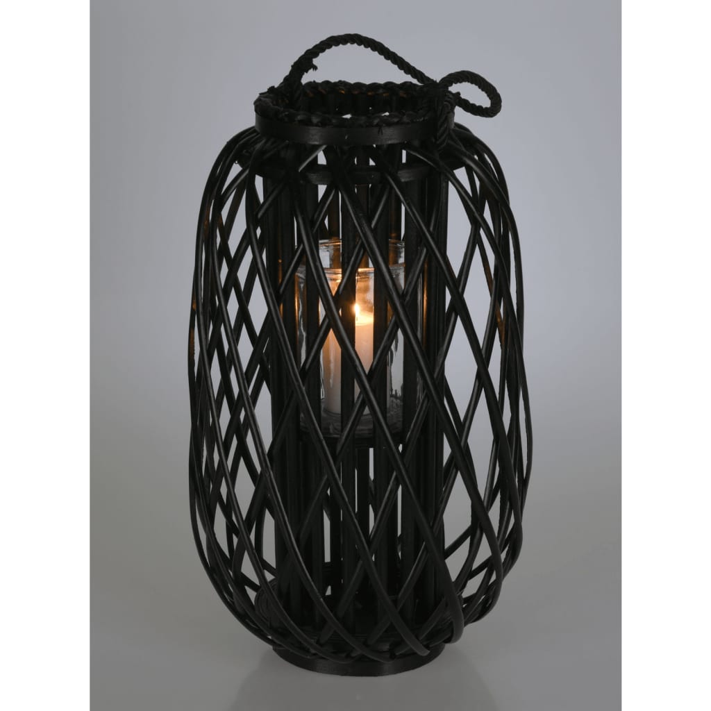 H S Collection H S Collection Lantern 50x28 cm Riet Black