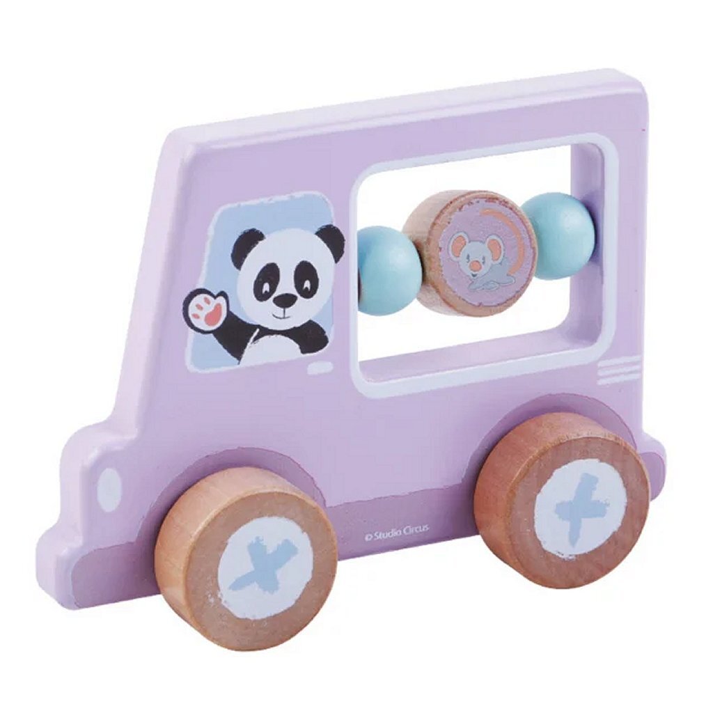 Voiture d'activité en bois Studio Circus panda violet