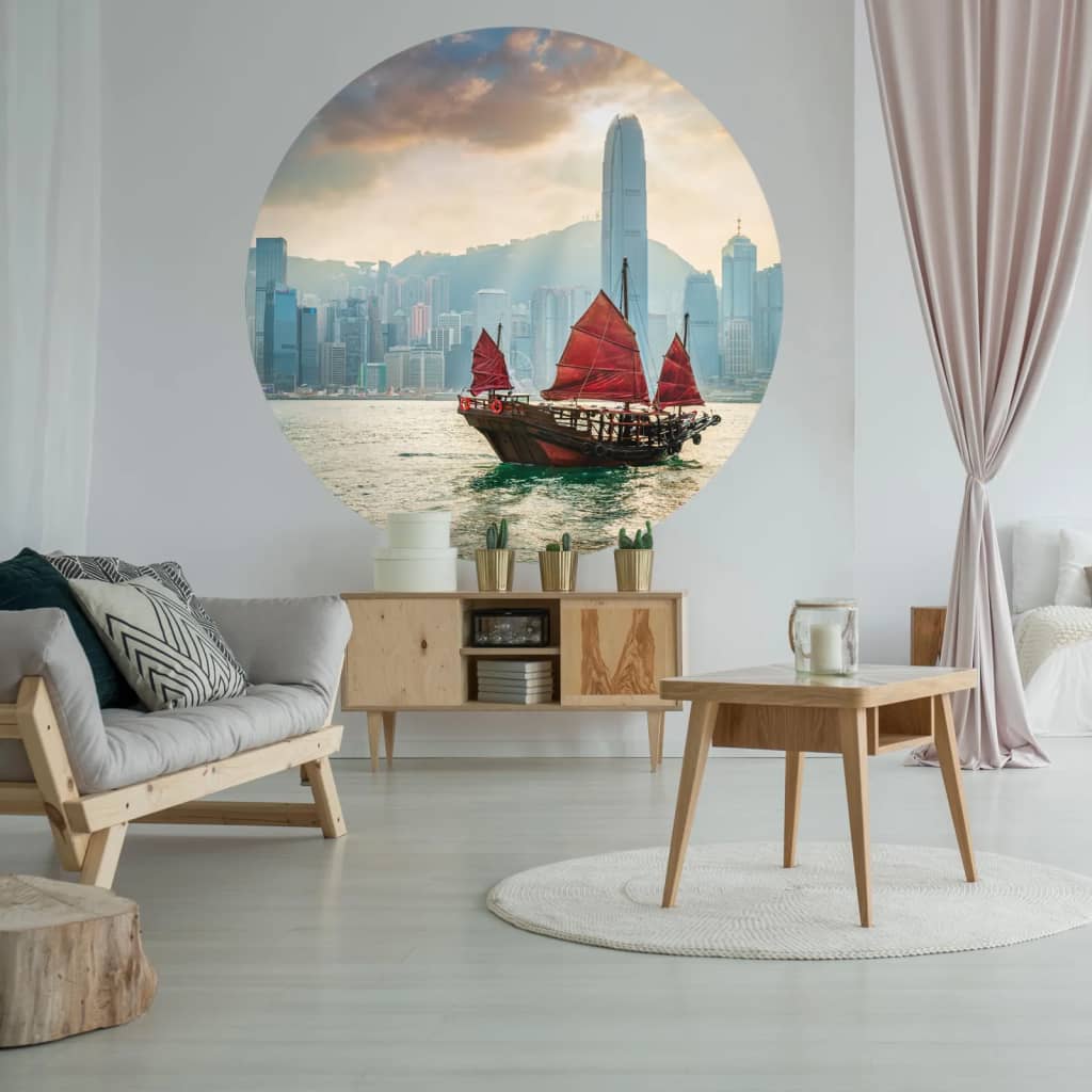 Wallart Wallart Wallow Circle Skyline mit Junkboot 190 cm