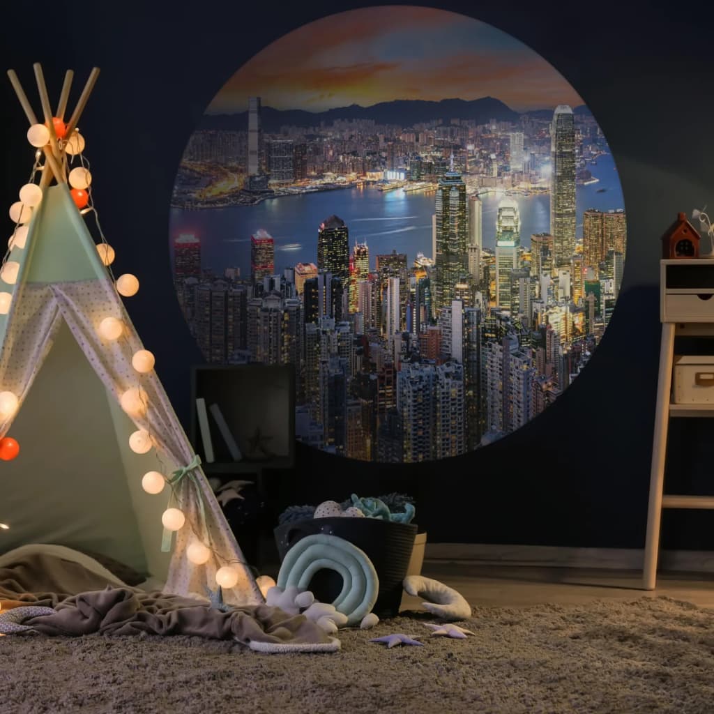Wallart Wallow Circle Skyline par nuit 190 cm
