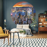Wallart Wallow Circle Skyline par nuit 190 cm