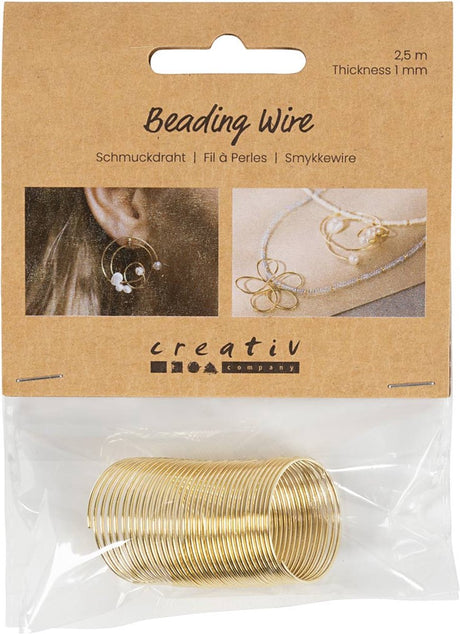 Fil à bijoux Creativ company, épaisseur 1 mm, plaqué or, 2,50 m 1 boîte