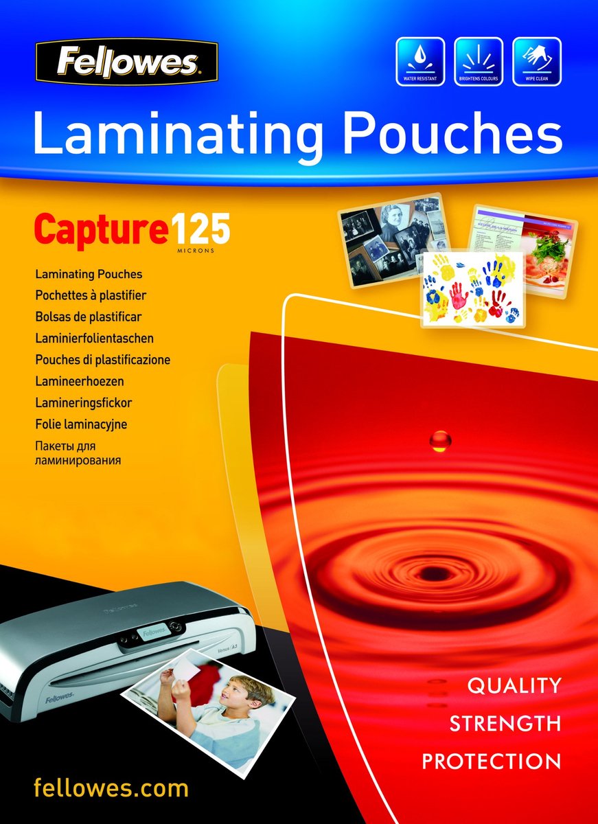 Fellowes pochettes de plastification 83x113 mm 125 microns brillant 100 pièces