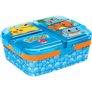 Boîte à lunch pour enfants Stor Pokémon - boîte à lunch avec 4 compartiments pour enfants à partir de 4 ans - passe au lave-vaisselle sans BPA - bleu clair