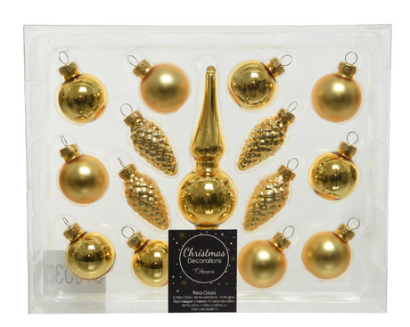 Set de boules de Noël Decoris 15 pcs avec pic doré clair