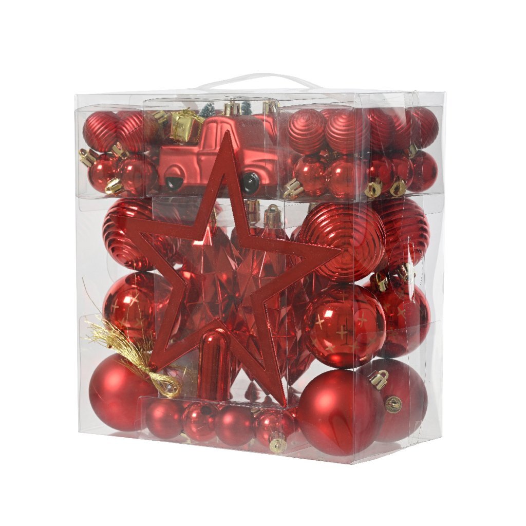 Decoris décoration de sapin de Noël 67 pièces rouge