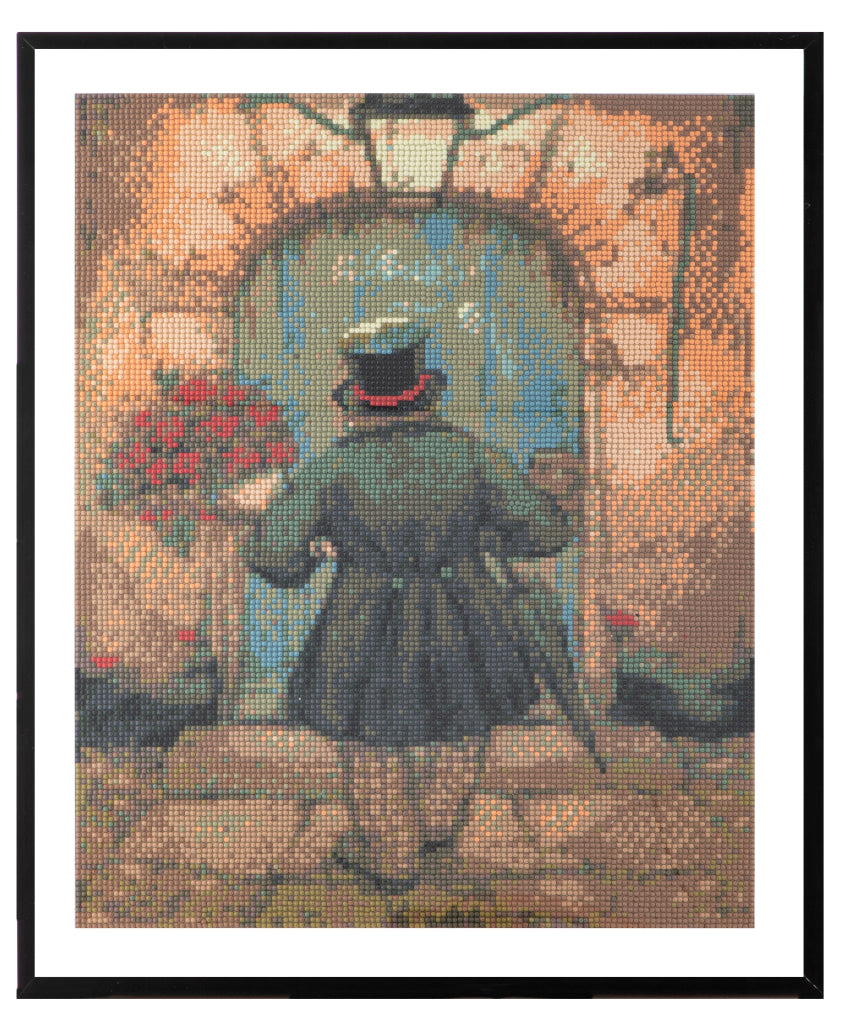 Grafix peinture diamant Anton Pieck homme avec des roses 40x50cm