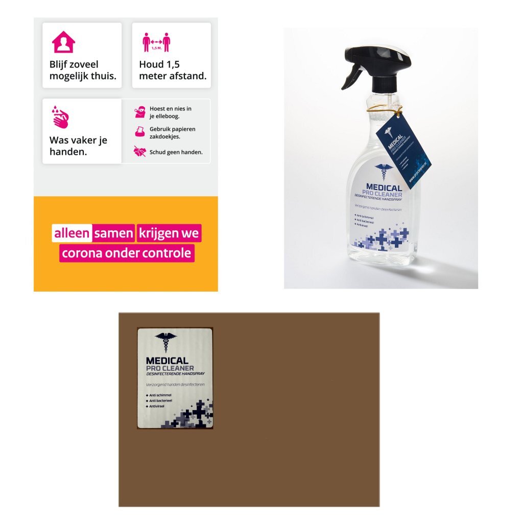 Spray désinfectant pour les mains Medical Pro Cleaner 750 ml boîte 10 pièces
