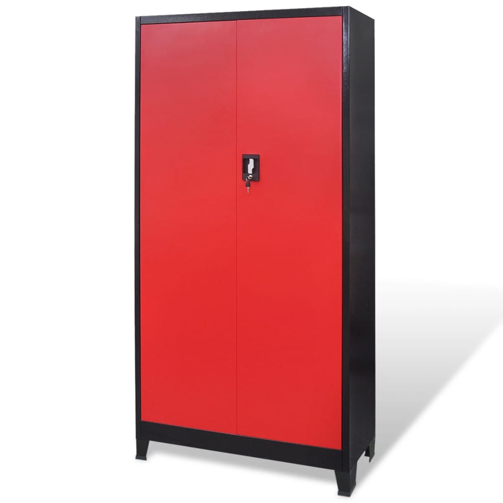 Vidaxl Tool Cabinet mat Box 90x40x18 cm Stahl Rot a schwaarz