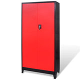 Vidaxl Tool Cabinet mat Box 90x40x18 cm Stahl Rot a schwaarz