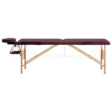 Table de massage Vidaxl Pollable 2 zones Paars de vin en bois