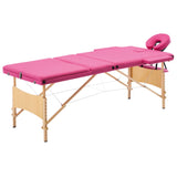 Vidaxl Massage table Collapsible 3 Zones Wood Pink