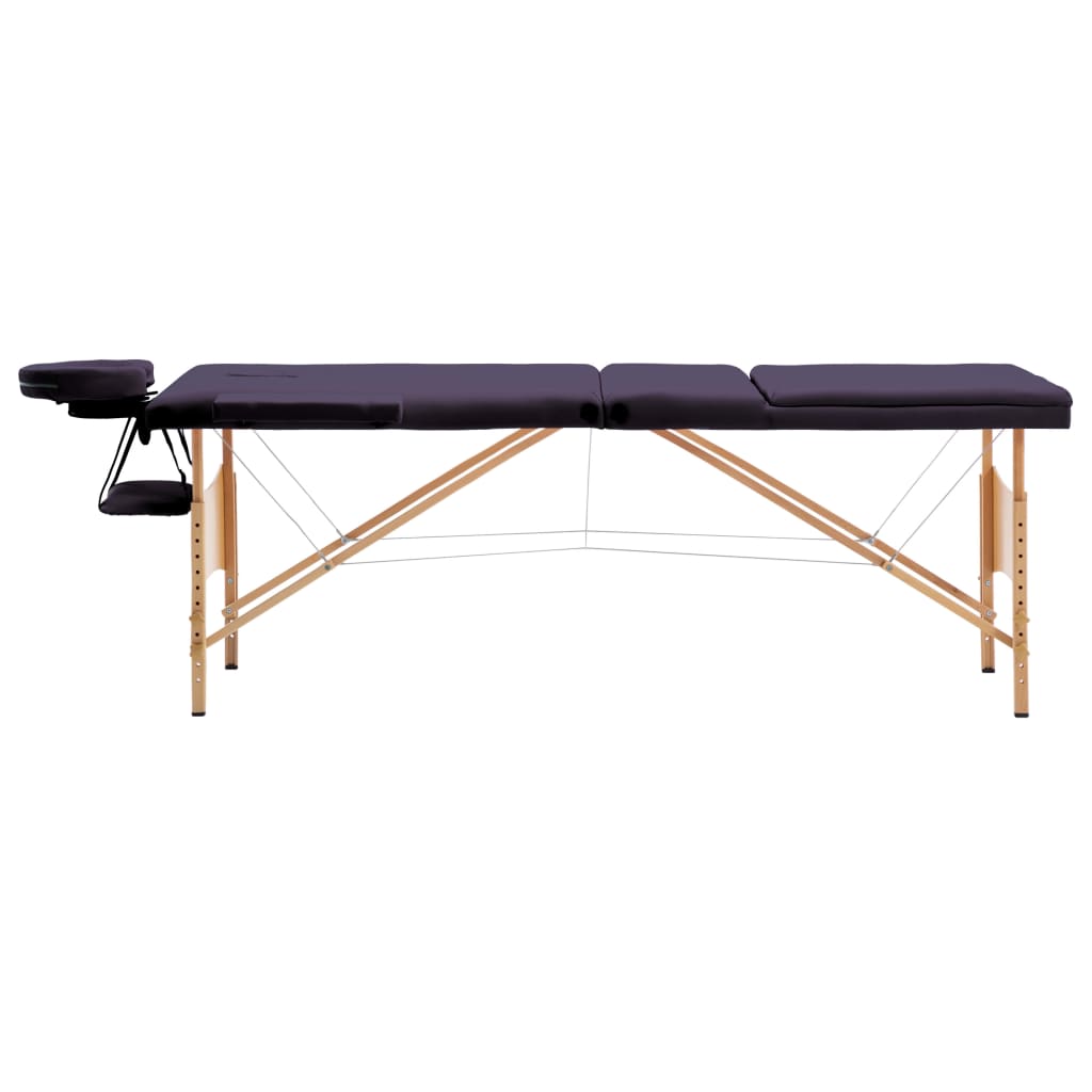 Table de massage vidaxl pliable 3 zones en bois violet