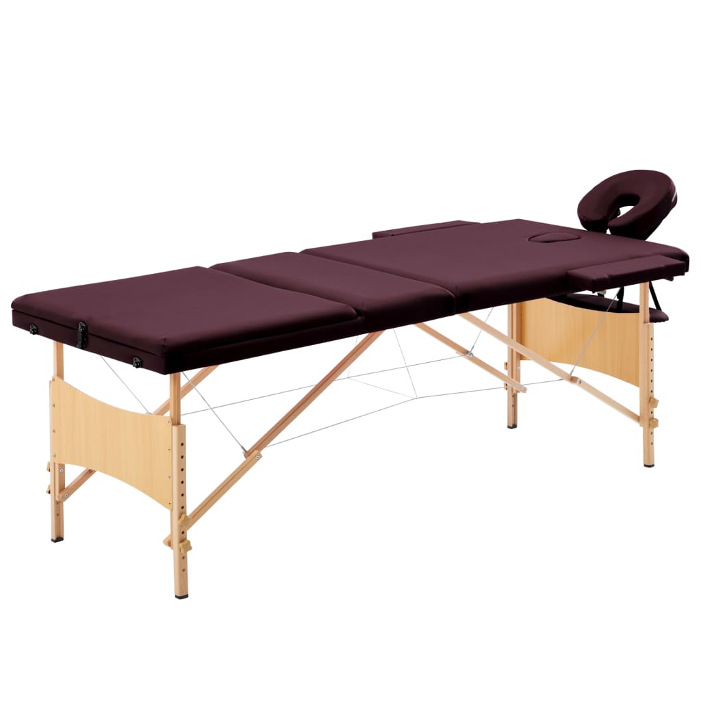 Vidaxl Massage Table Tableabsible 3 Zonen Holzwein