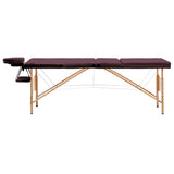 Vidaxl Massage Table Sammenfoldelig 3 zoner Wood Wine Paars