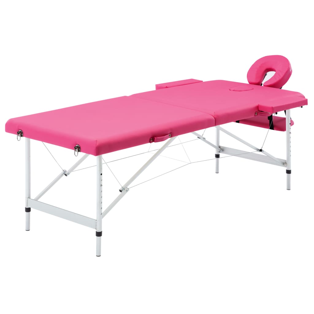 Vidaxl Massagebord vikbara 2 zoner aluminiumrosa