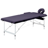 Vidaxl Mesa Massage Plegable 2 zonas Púrpura de aluminio