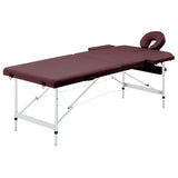 Vidaxl Massage Table Colpoble 2 zone Vino in alluminio viola